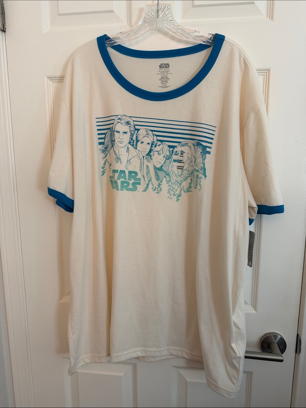 Star Wars Cream Short-Sleeve Ringer Tee with Blue Trim